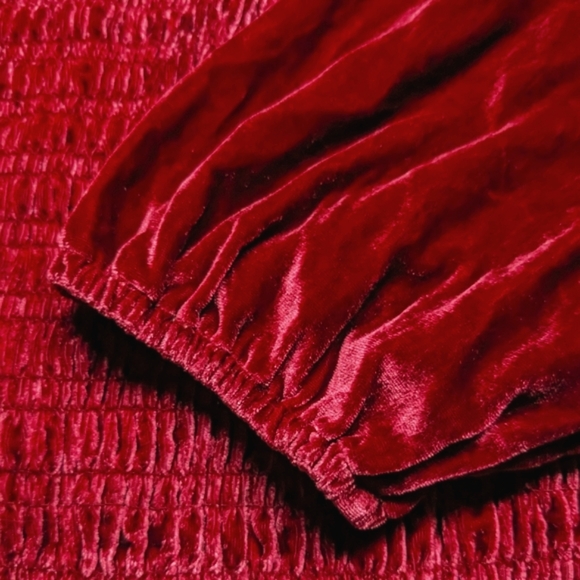 Torrid NWT, Red Velvet, Smocked, Blouson Sleeve, Crop Top, Size 4X - Picture 8 of 11